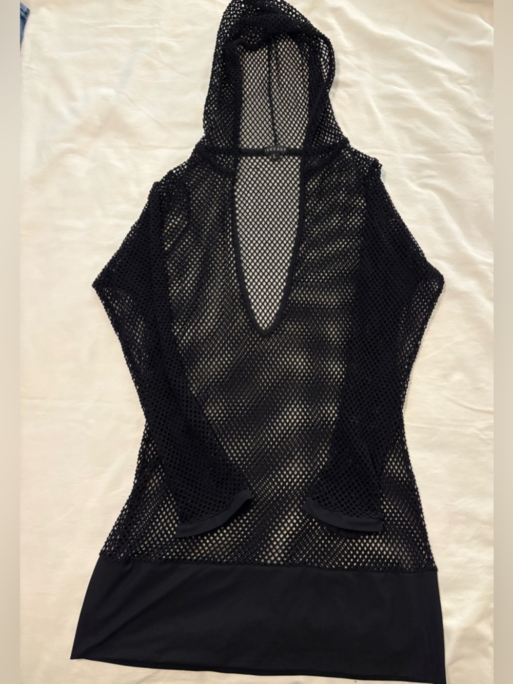 Sauvage Women’s Black Mesh Hoodie Cover-up Size Large - Picture 4 of 8